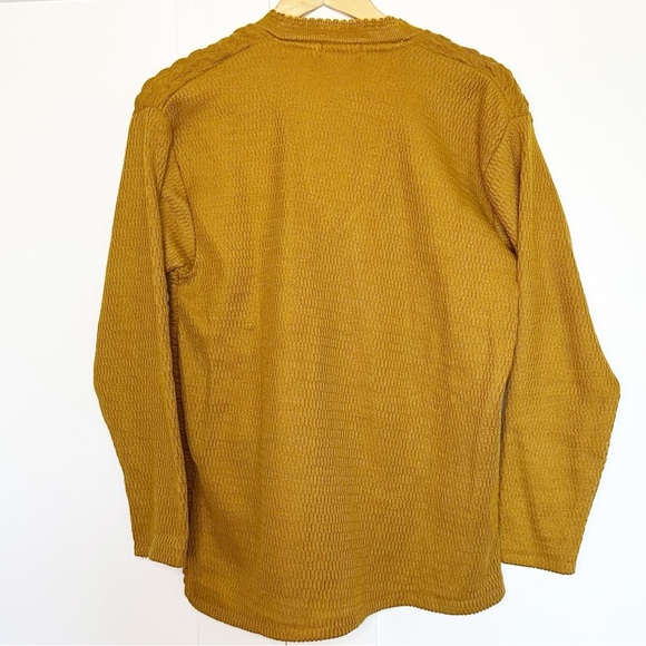 Renuka Mustard Cardigan sweater long sleeve goldenrod large textured cottagecore - Picture 5 of 8